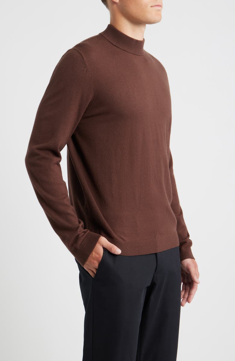 Open Edit Solid Mock Neck Sweater, Alternate, color, Brown Chicory