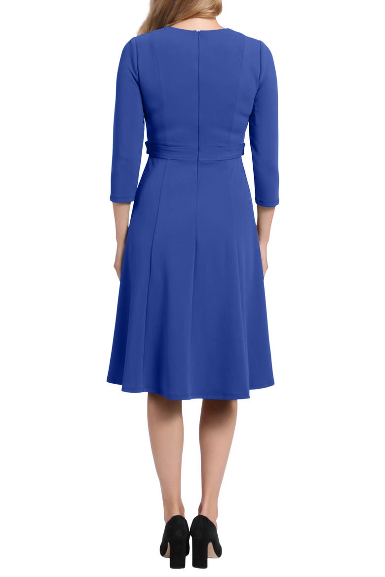 Gold Button Fit & Flare Dress, Alternate, color, BLUE