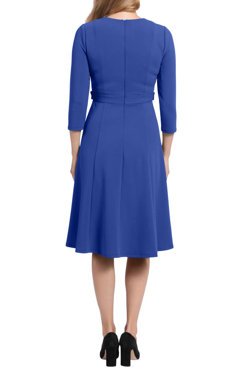 London Times Gold Button Fit & Flare Dress, Alternate, color, Blue