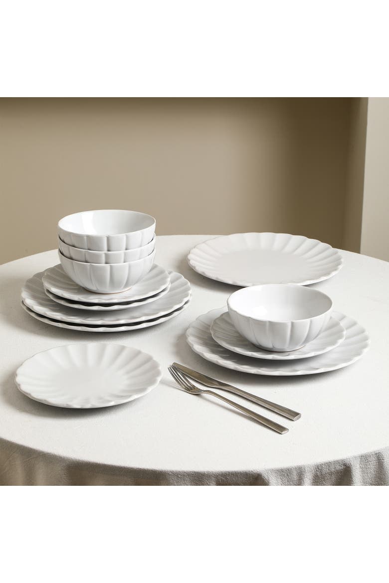 Phoenix Stoneware 12-Piece Dinnerware Set, Alternate, color, White