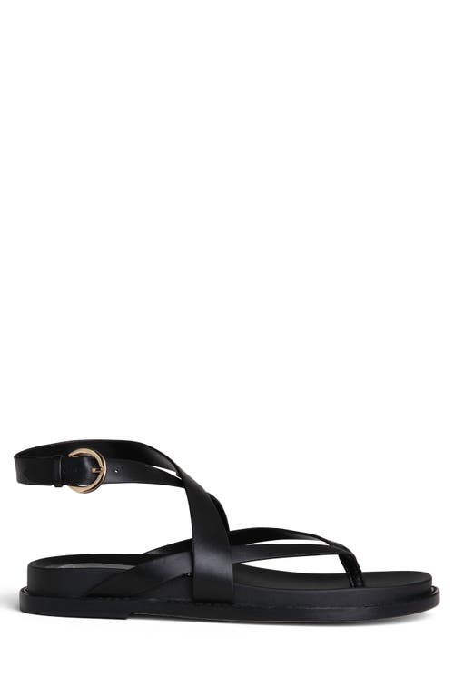 Allegra James Elise Leather Flat Sandal In Black