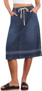 HINT OF BLU Daisy Chain Inset Denim Drawstring Skirt