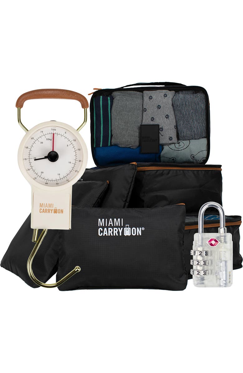 Miami Carry On Essential Organizational 8 Piece Travel Kit, Main, color, Black+Beige