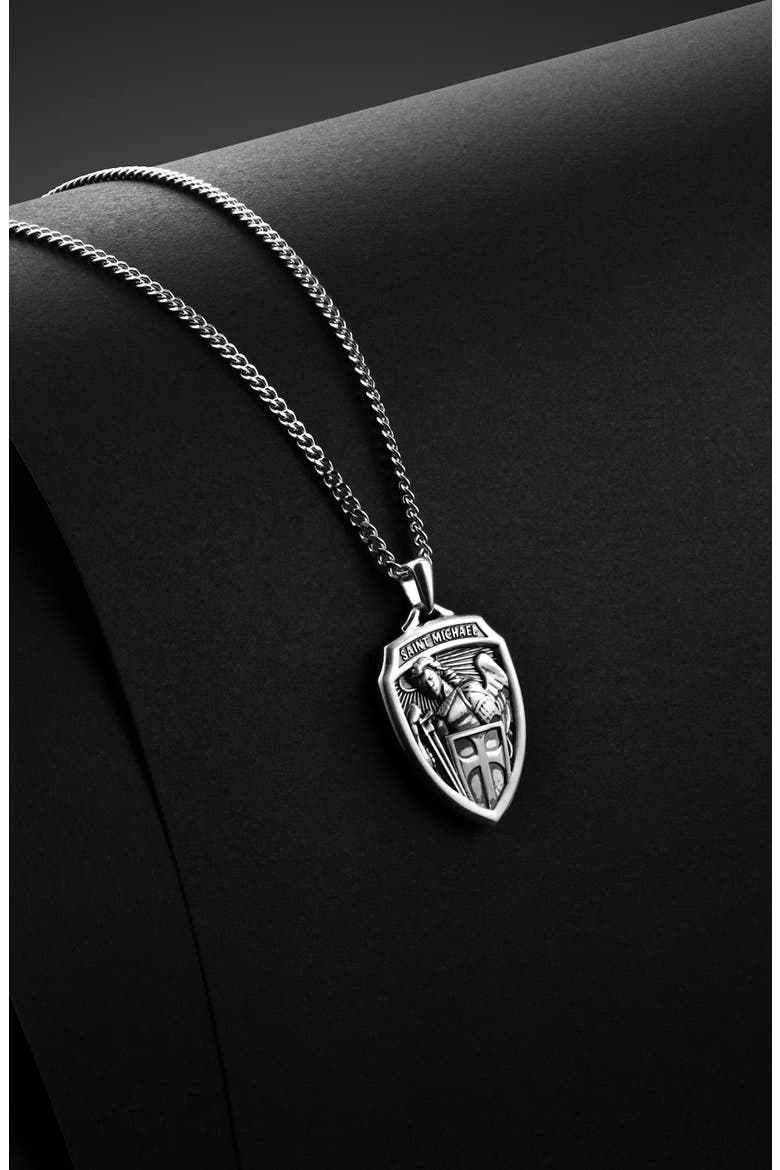 Men's St. Christopher Pendant Necklace, Alternate, color, SILVER
