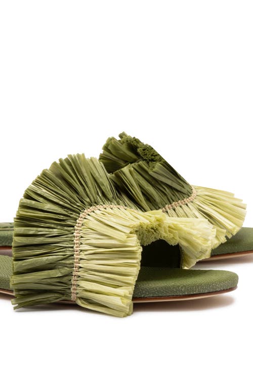 Larroude Ivy Fringe Flat In Seaweed Fringe