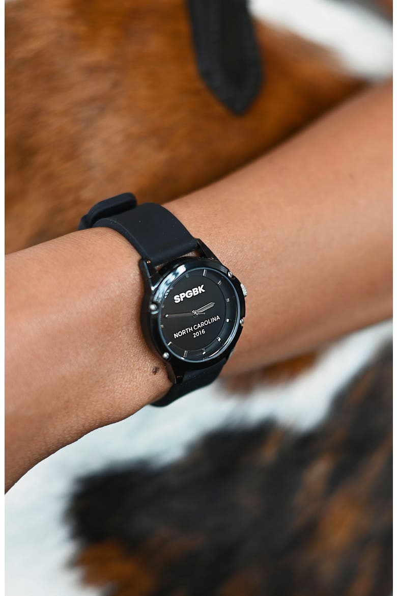 Christina Silicone Strap Watch, 32mm, Alternate, color, BLACK
