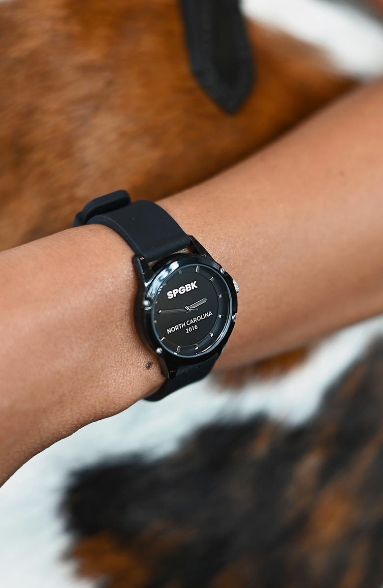 SPGBK Watches Christina Silicone Strap Watch, 32mm, Alternate, color, Black