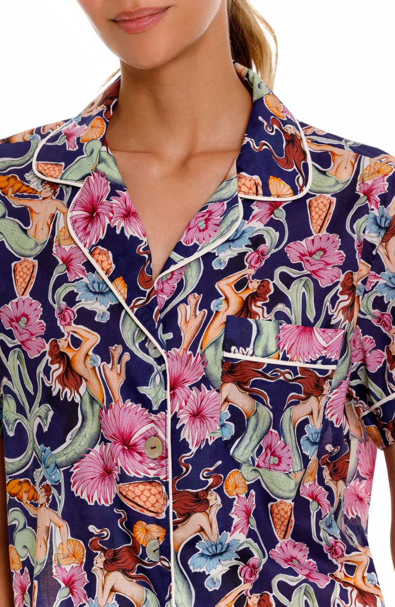 The Lazy Poet Nina Floral Cotton Short Pajamas, Alternate, color, Blue