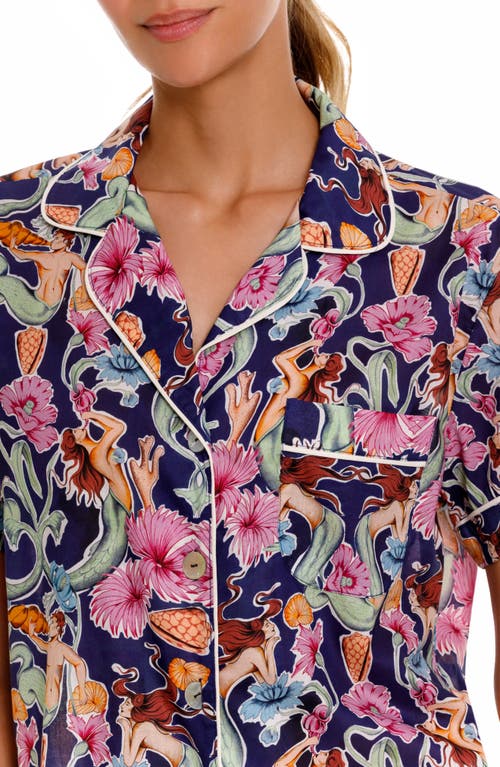 The Lazy Poet Nina Floral Cotton Short Pajamas In Blue