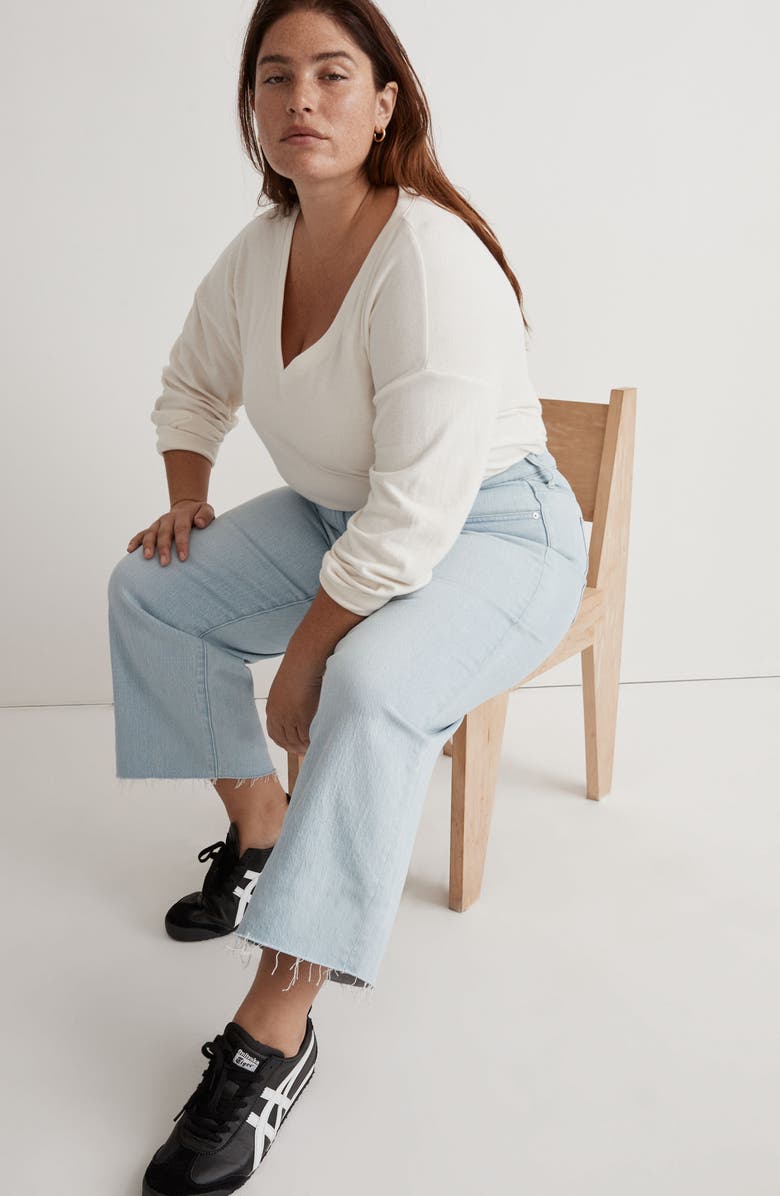 Madewell The Plus Perfect Vintage Wide Leg Raw Hem Crop Jeans, Alternate, color, Ward Wash
