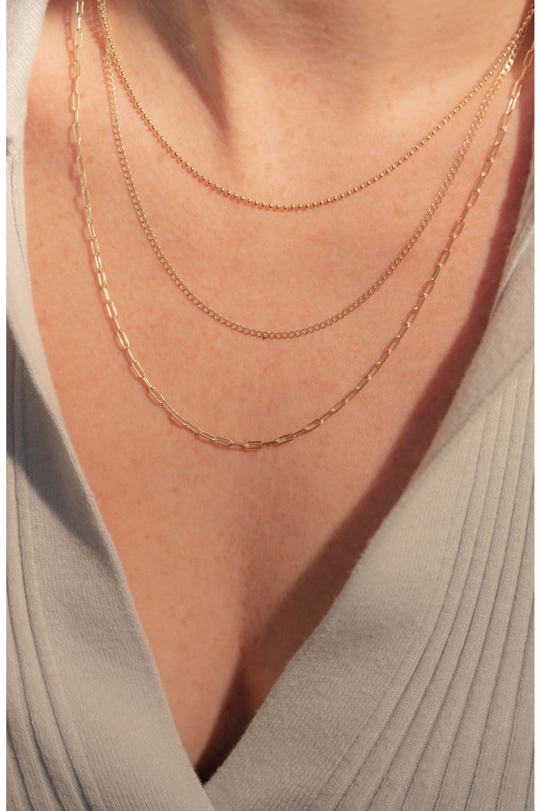 Triple Row Layered Chain Necklace, Alternate, color, GOLD