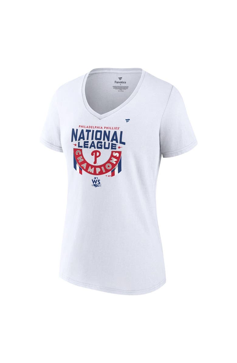 FANATICS Women's Fanatics Branded White Philadelphia Phillies 2022 National League Champions Locker Room V-Neck T-Shirt, Alternate, color,