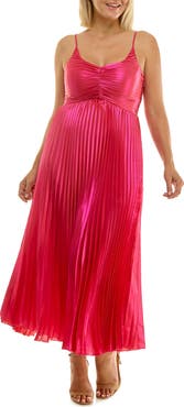 Nicole Miller Pleated Metallic Midi Dress