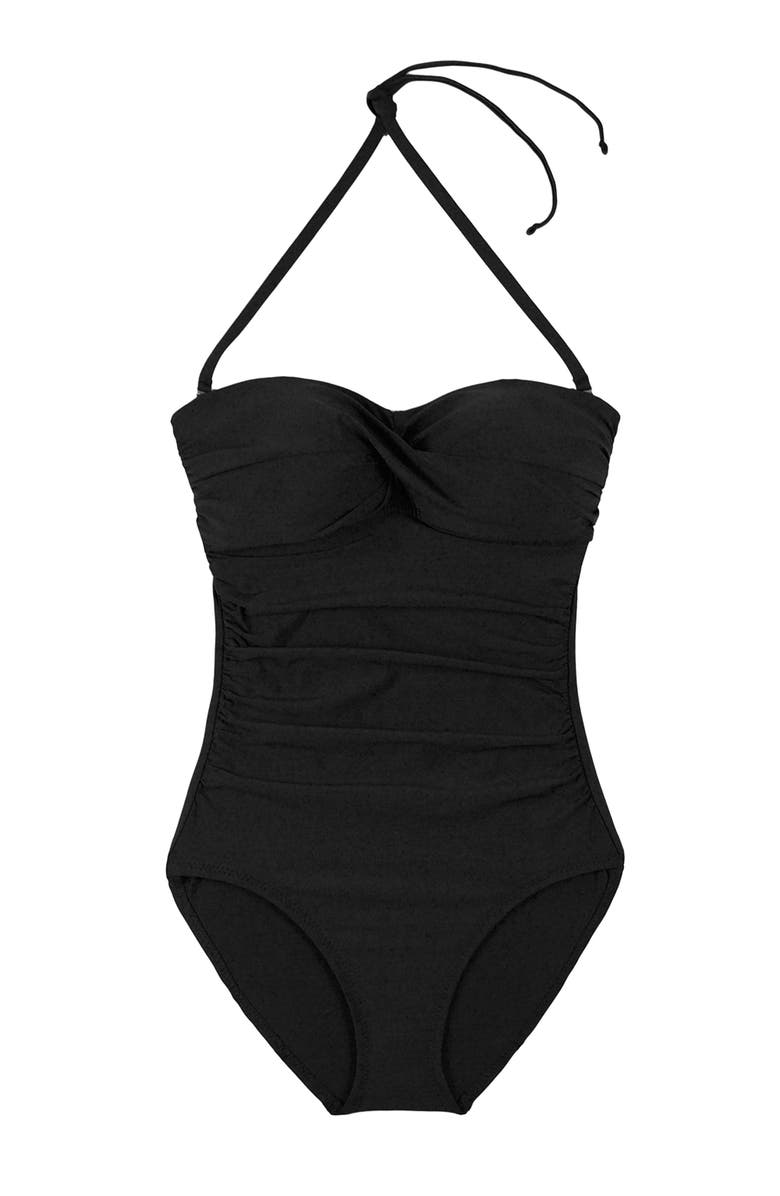 HELEN JON Twist Bandeau One-Piece, Alternate, color, Black