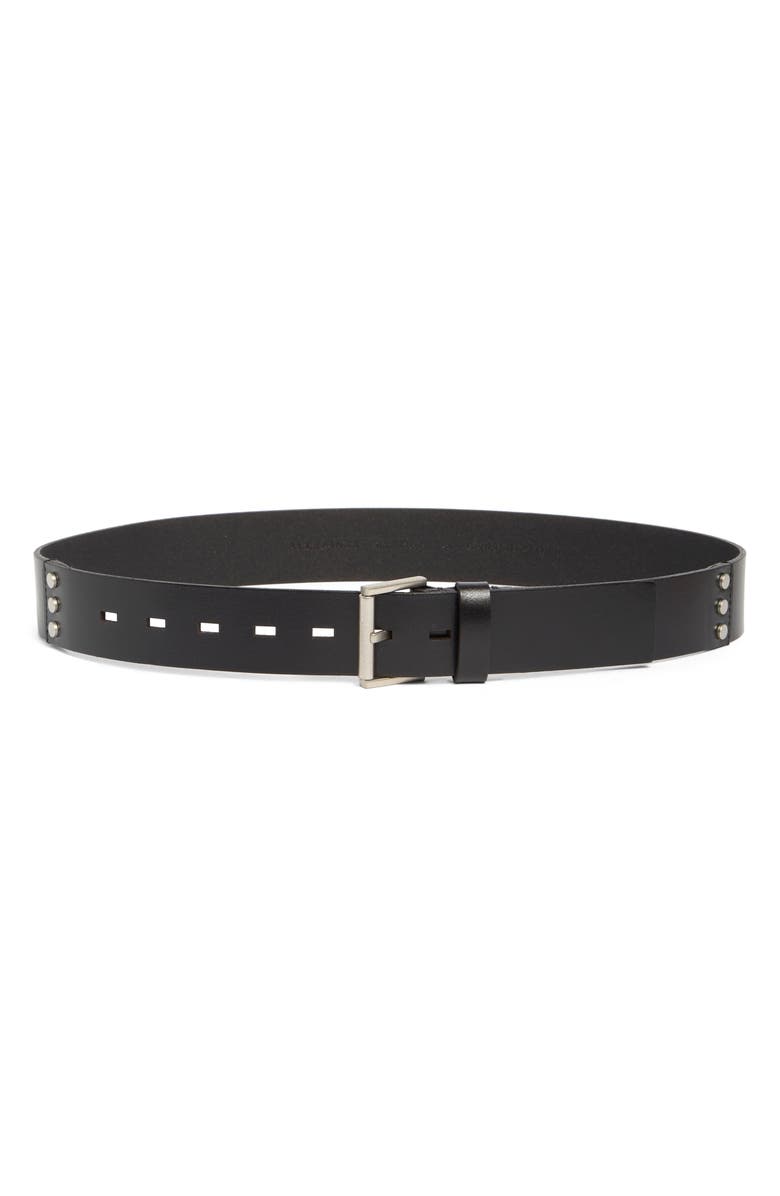 AllSaints Geometric Eyelet Leather Belt, Main, color,