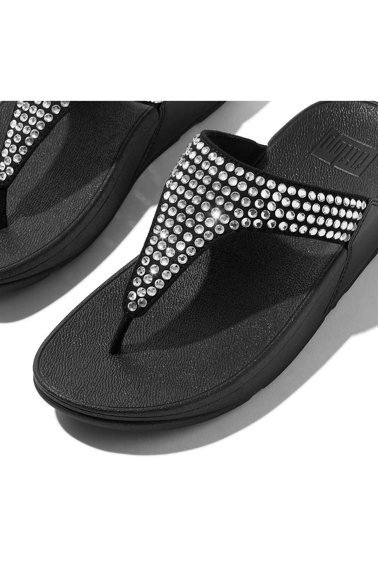 Lulu Maxi Crystal Post Toe Sandal, Alternate, color, BLACK