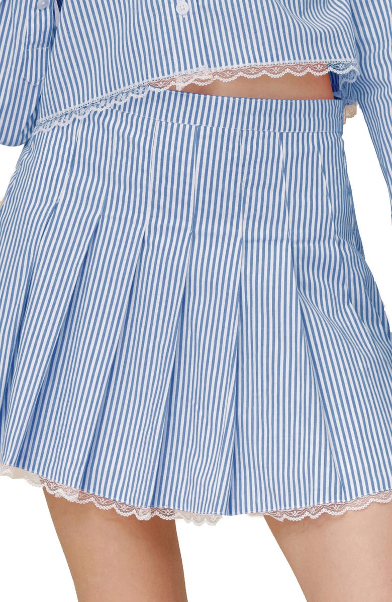 Avec Les Filles Lace Trim Pleated Miniskirt, Alternate, color,