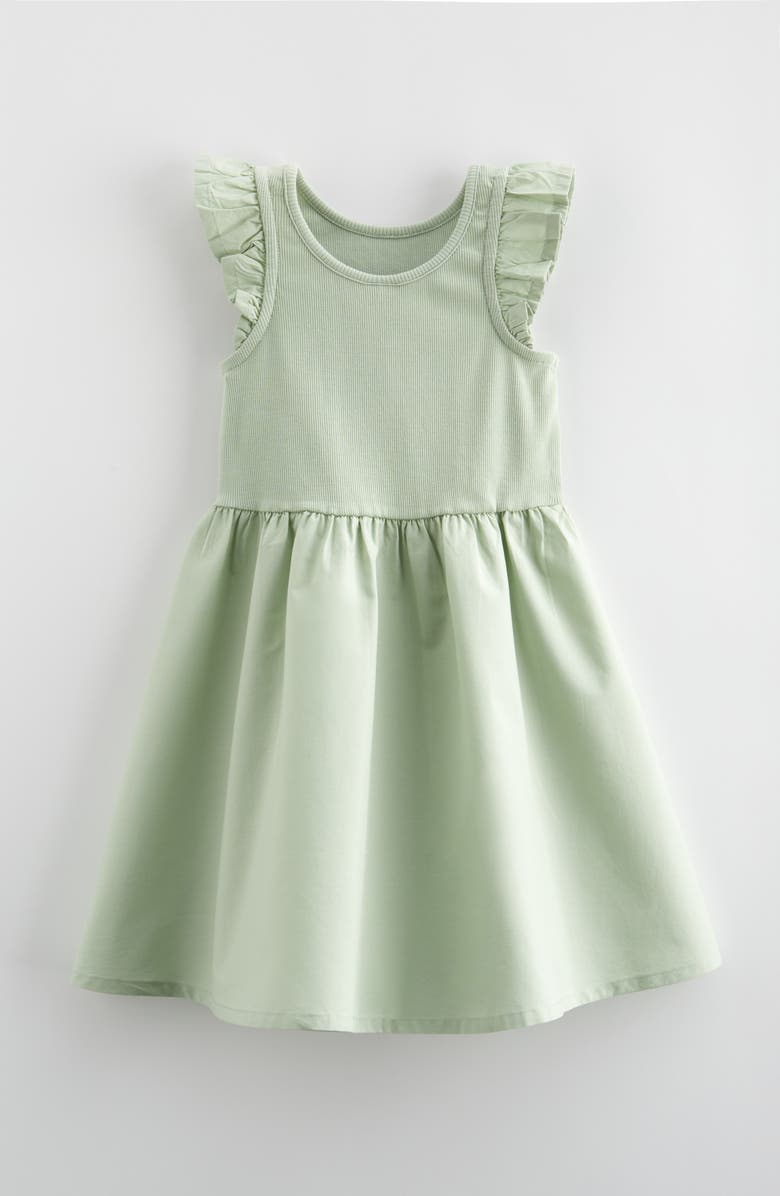 Nordstrom Kids' Flutter Sleeve Cotton Dress, Alternate, color, Green Cameo