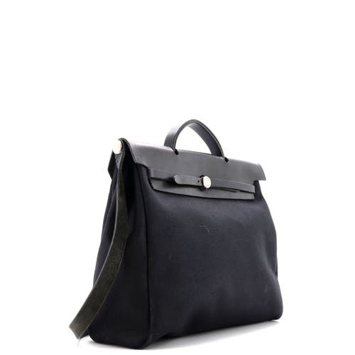 Pre-owned Hermes Hermes Herbag Zip Leather And Toile 39 In Black