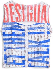 Desigual Sleeveless Cutout Cotton Graphic Tank Top