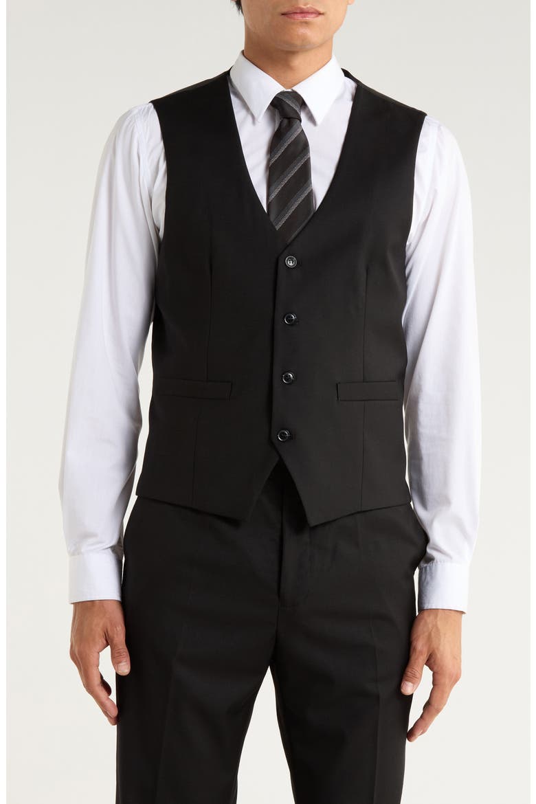 Black Mélange 3-Piece Suit, Alternate, color, BLACK