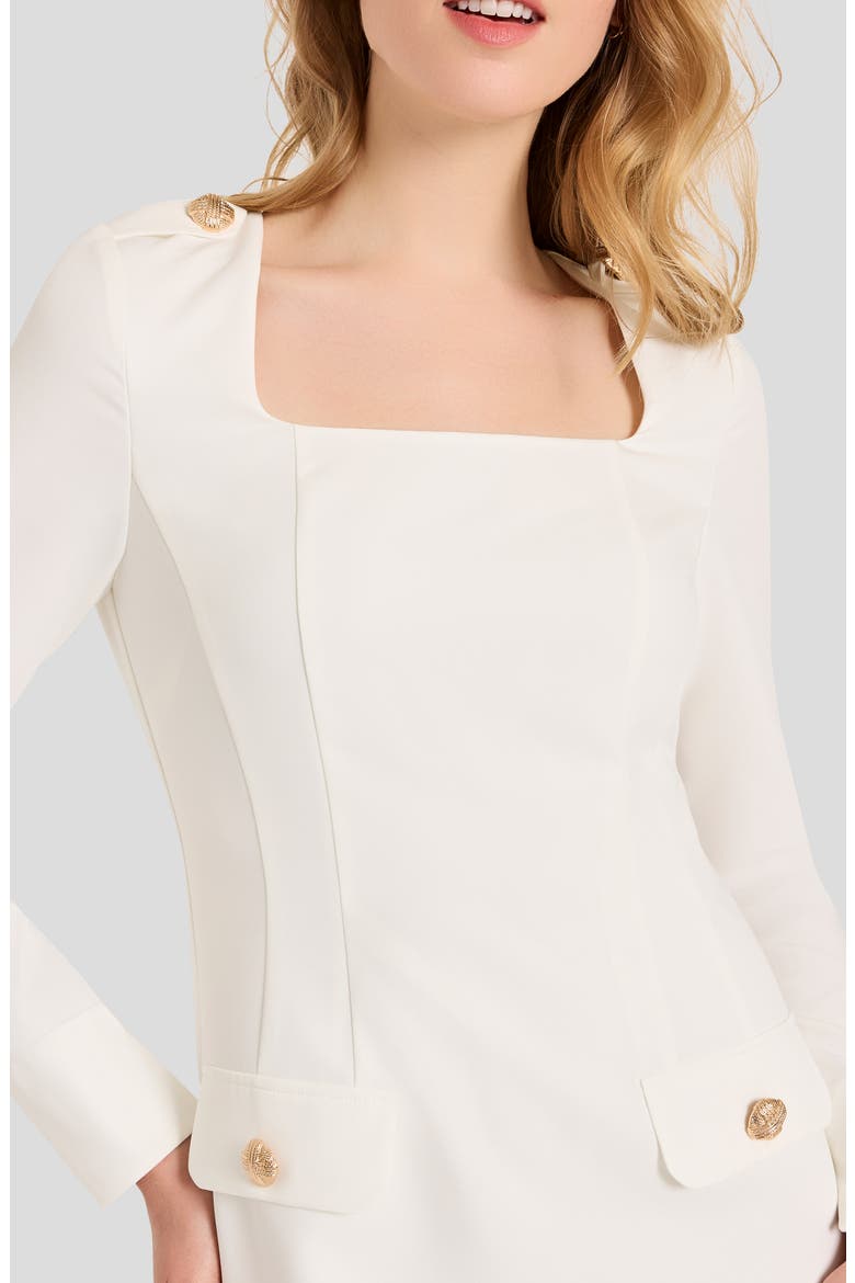Long Sleeve Crepe Sheath Dress, Alternate, color, IVORY