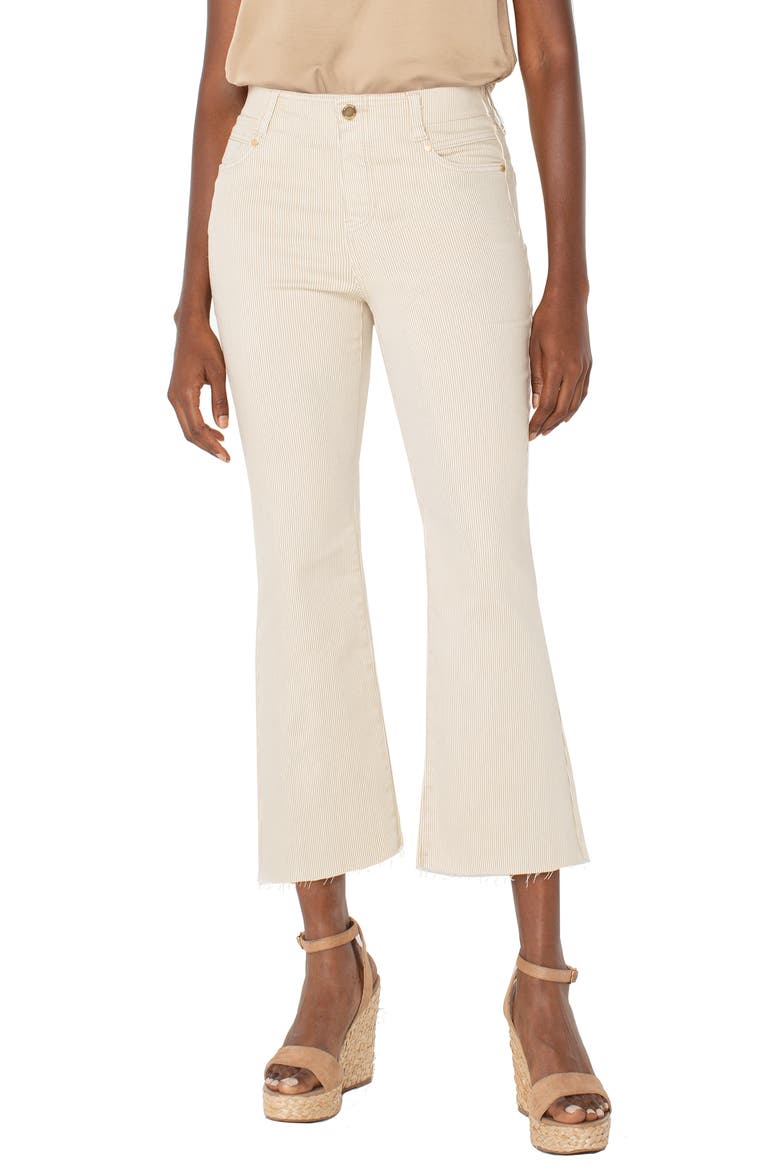 Gia Glider Stripe Raw Hem Crop Flare Pull-On Pants, Main, color, CAPPUCCINO STRIPE