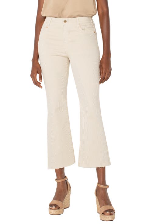 Gia Glider Stripe Raw Hem Crop Flare Pull-On Pants