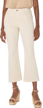 Liverpool Los Angeles Gia Glider Stripe Raw Hem Crop Flare Pull-On Pants