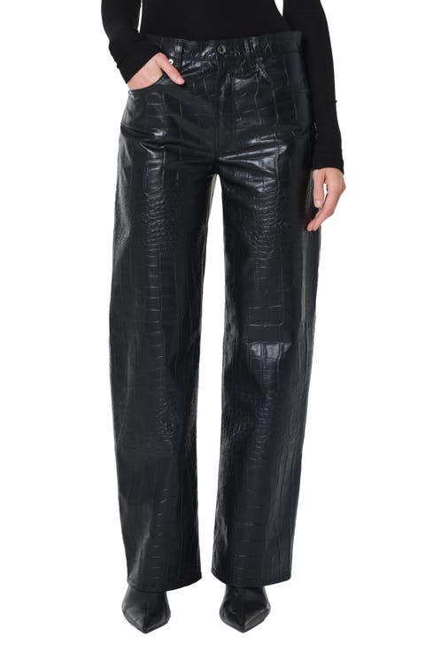 Arc Croc-Embossed Faux Leather Pants