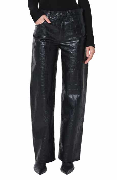 Arc Croc-Embossed Faux Leather Pants