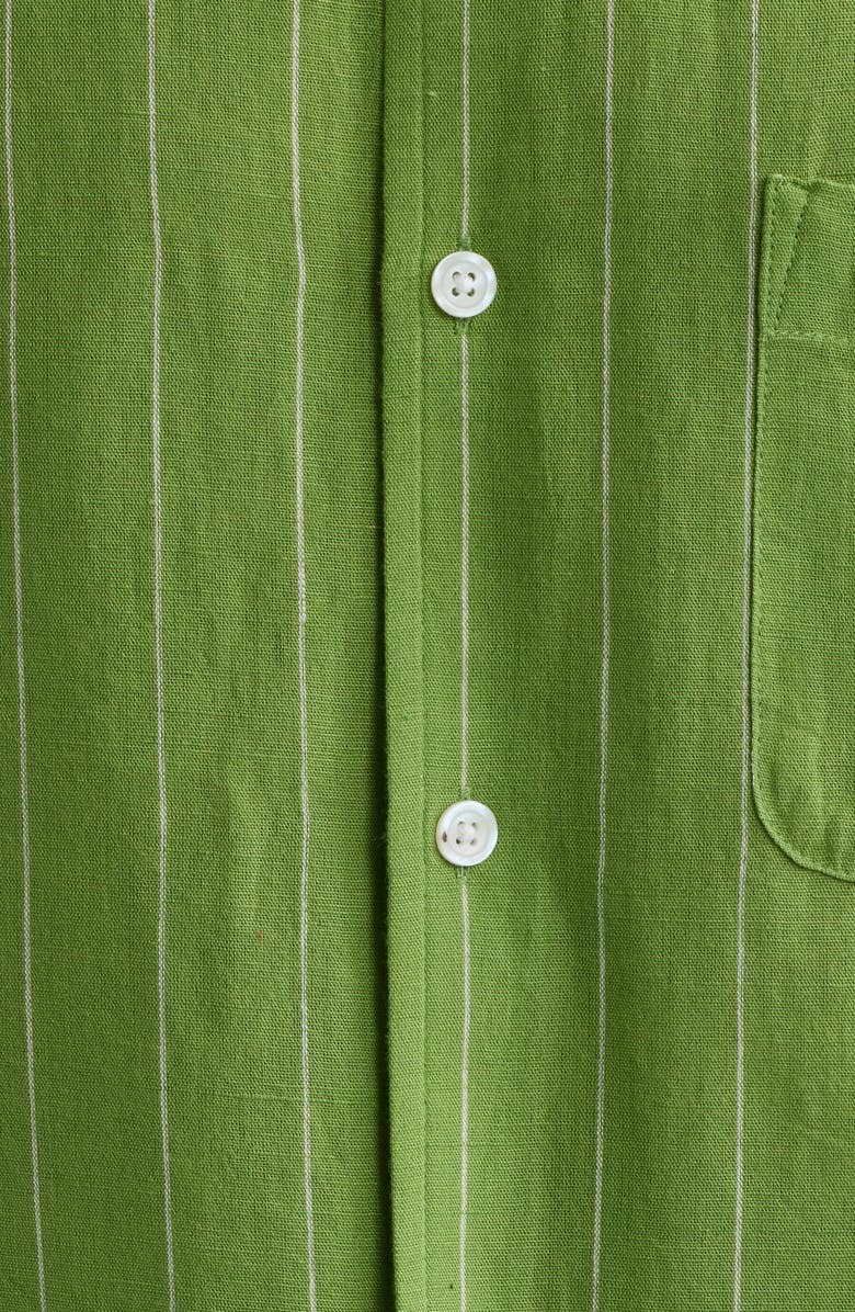 Obey Joe Stripe Short Sleeve Button-Up Shirt, Alternate, color, Piquant Green Multi