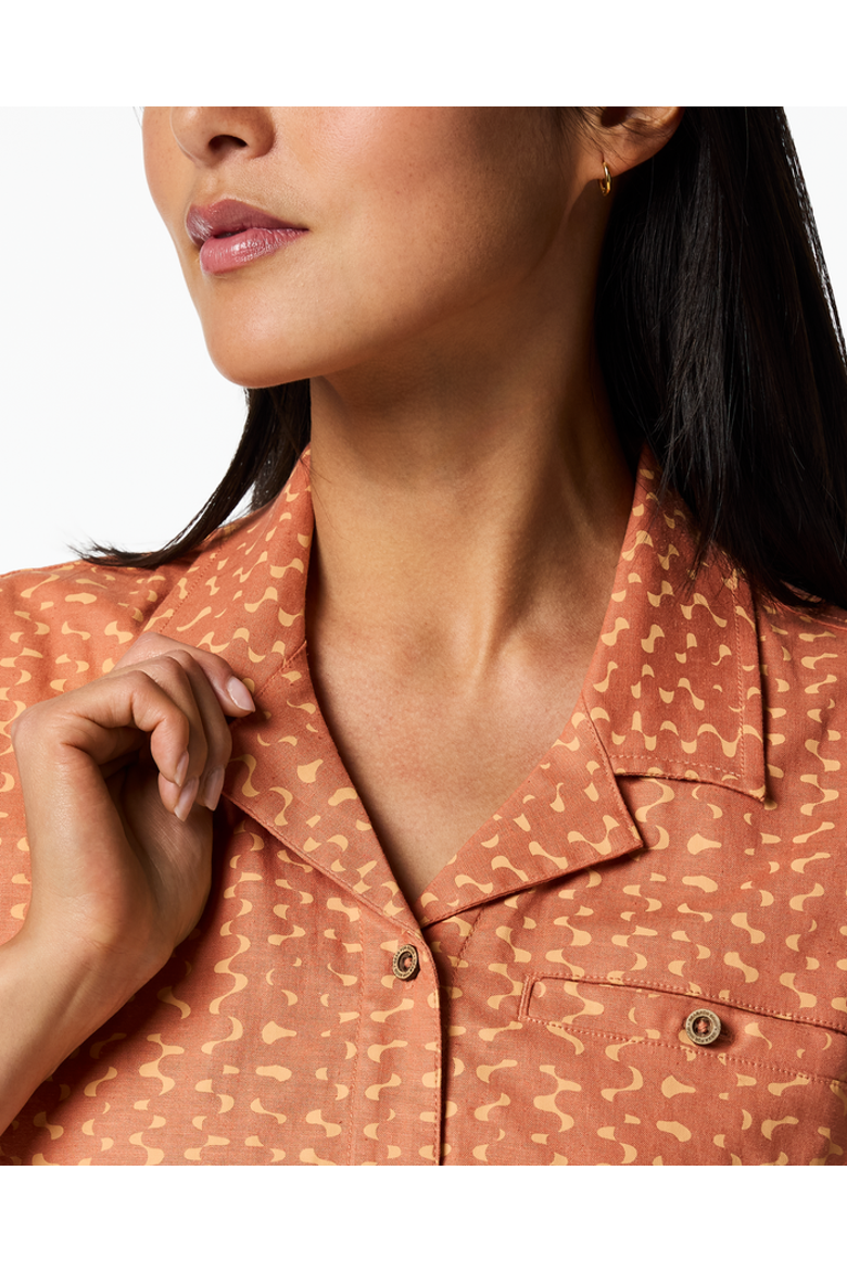 Afuera Button Up Shirt - Print - Women's, Alternate, color, Shimmer Cantaloupe