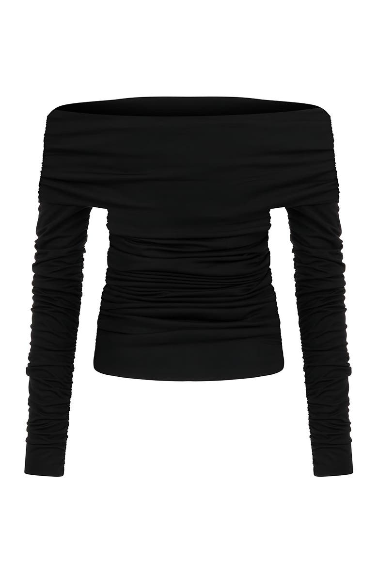 Off Shoulder Blouse with Ruffle Detail, Alternate, color, Black