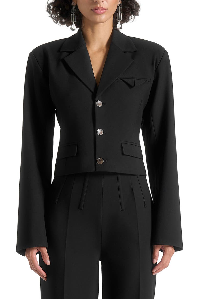 Prisca Tailored Cropped Blazer, Alternate, color, Black