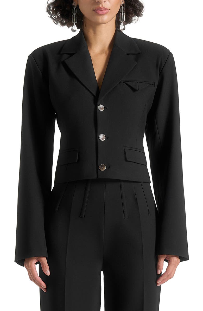 Manière De Voir Prisca Tailored Cropped Blazer, Alternate, color, Black