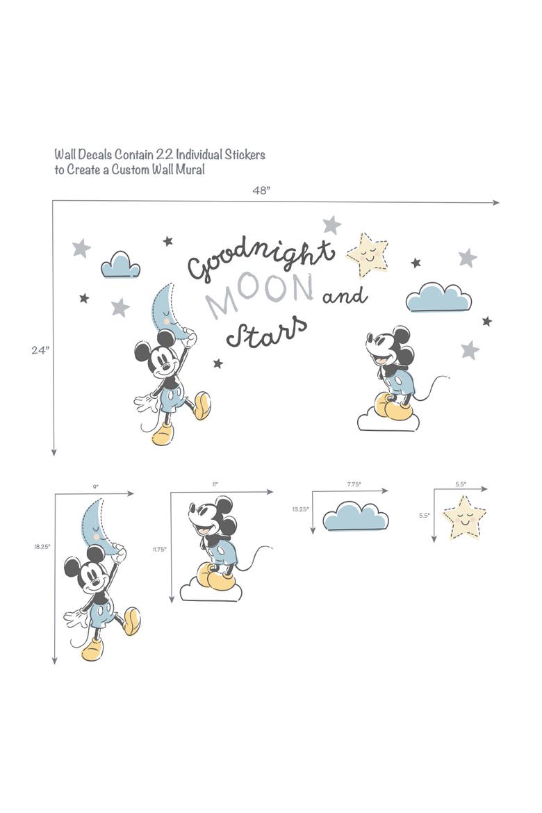 Disney Baby Moonlight Mickey Mouse Wall Decals/Stickers, Alternate, color, Multicolor