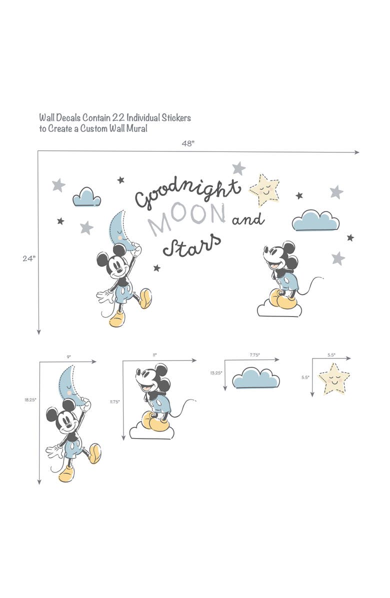 Lambs & Ivy Disney Baby Moonlight Mickey Mouse Wall Decals/Stickers, Alternate, color, Multicolor