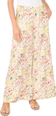 Vince Camuto Floral Print Wide Leg Pants
