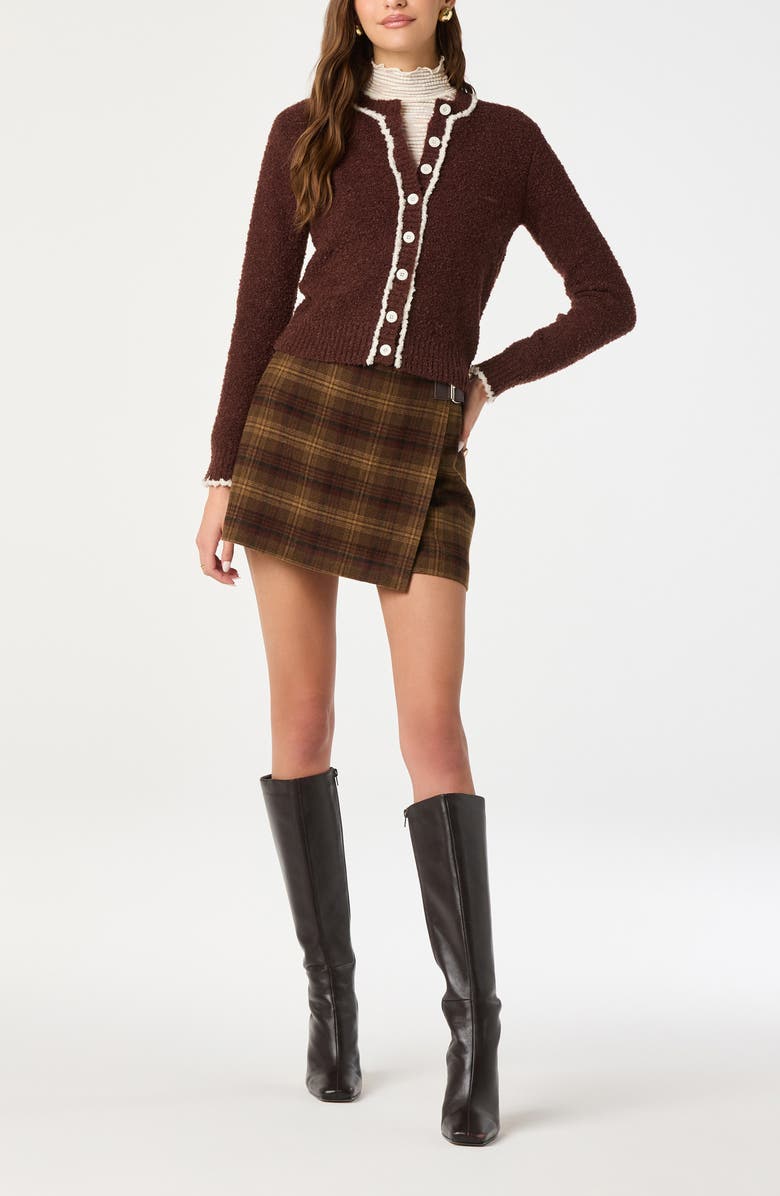 ASTR the Label Contrast Stitch Cardigan, Alternate, color, Brown