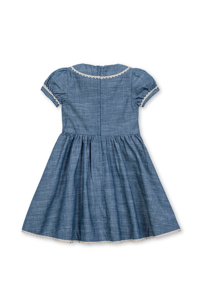 Hope & Henry Kids' Organic Puff Sleeve Pintuck Chambray Dress, Alternate, color, Blue Chambray
