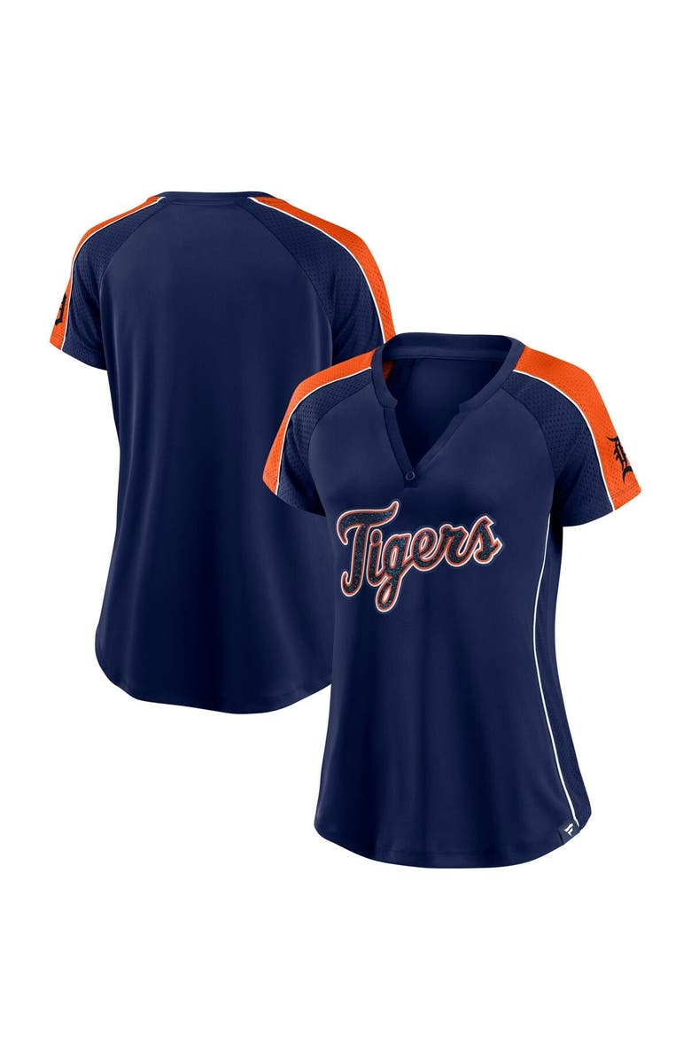 FANATICS Women's Fanatics Navy Detroit Tigers Lineup League Diva Raglan Notch Neck T-Shirt, Main, color, Navy