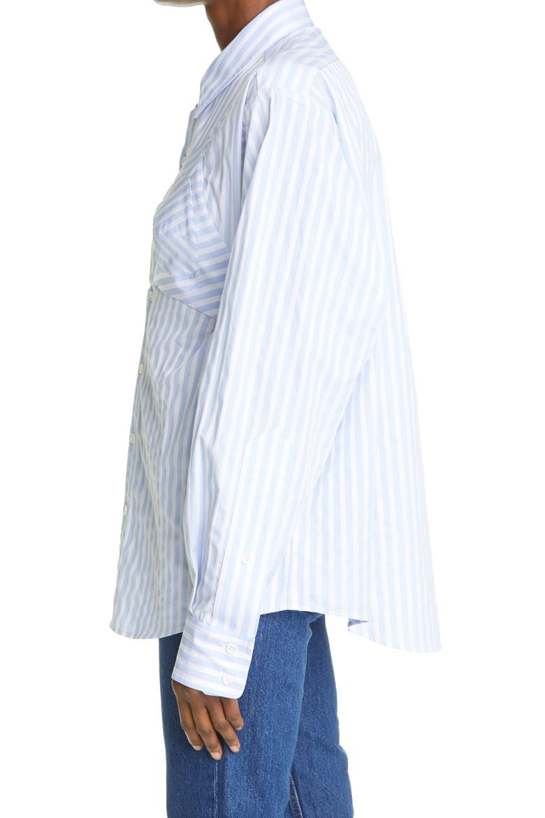Built-In Bra Stripe Button-Up Shirt, Alternate, color, BLUE STRIPE