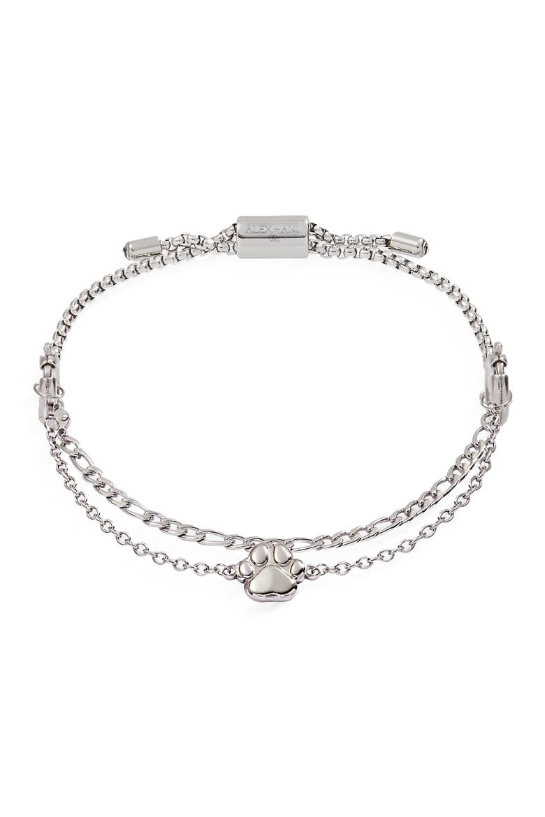 Paw Stranded Bracelet Set, Main, color, Silver