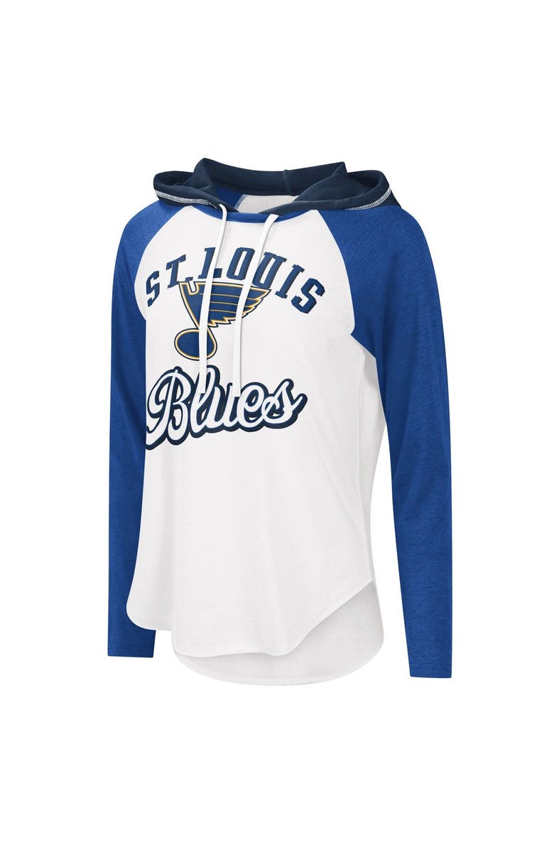 G-III SPORTS BY CARL BANKS Women's G-III Sports by Carl Banks White/Blue St. Louis Blues MVP Raglan Lightweight Hooded T-Shirt, Alternate, color, White