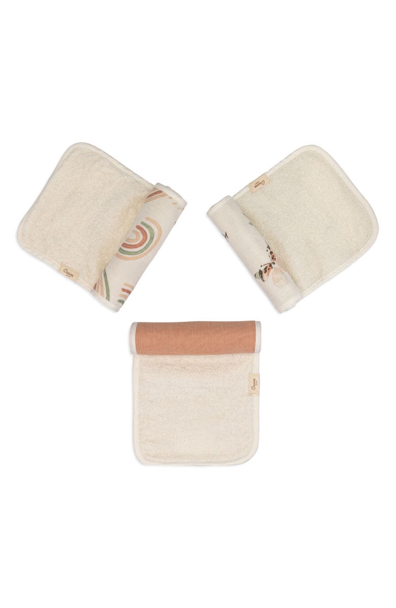 CRANE BABY 3-Pack Cotton Baby Burp Cloth Set, Alternate, color, Beige