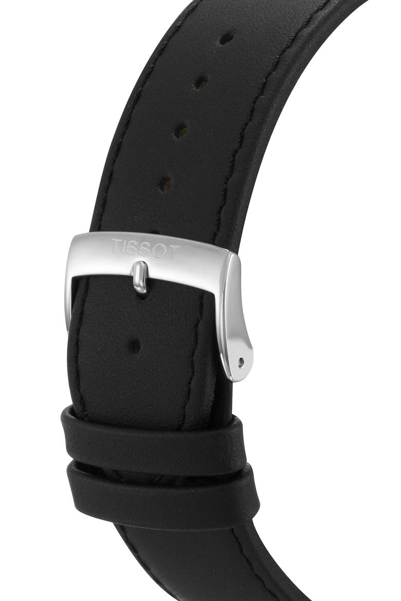 Everytime Leather Strap Watch, 42mm, Alternate, color, BLACK/ SILVER