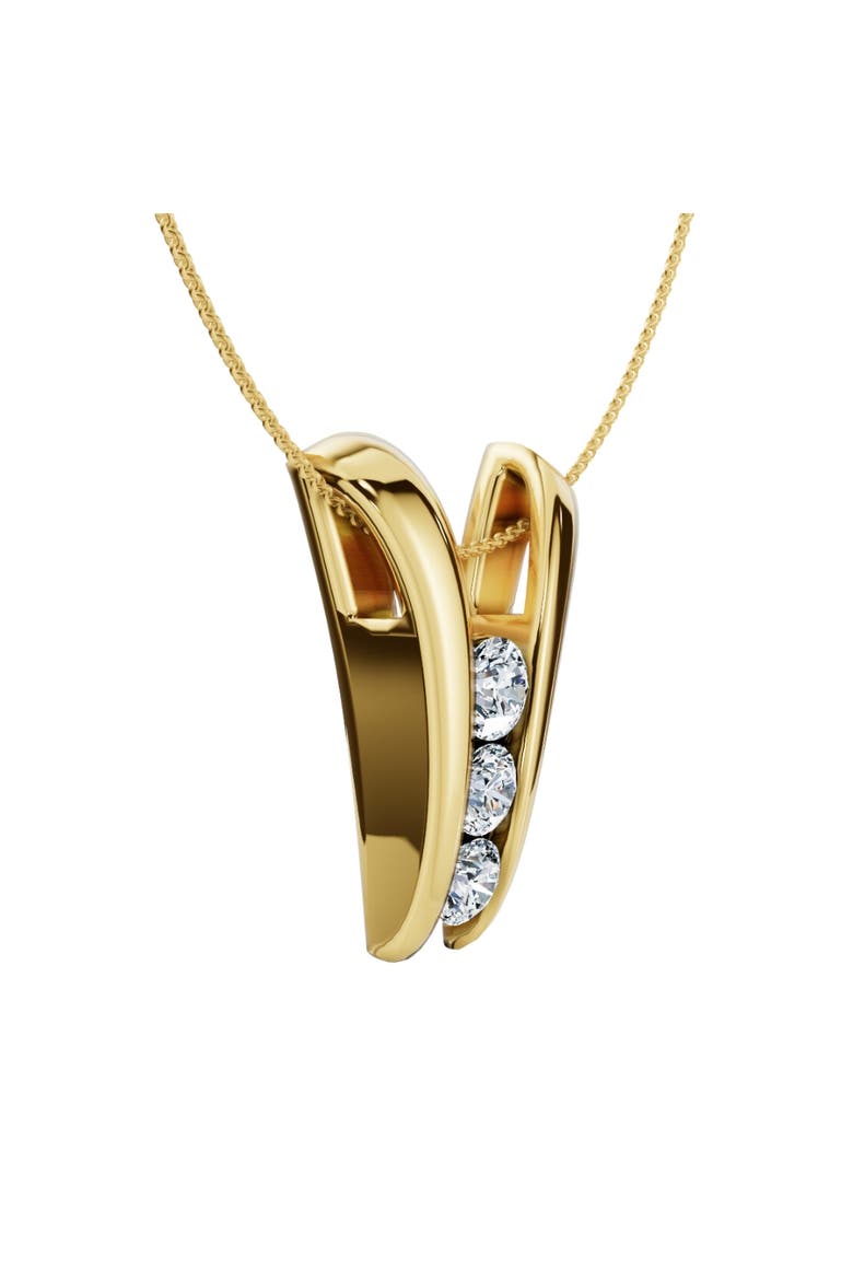 1/2Ct Three Stone Diamond Pendant Gold Women's 18" Neck, Main, color, Yellow Gold