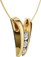 Bliss Diamond 1/2Ct Three Stone Diamond Pendant Gold Women's 18" Neck