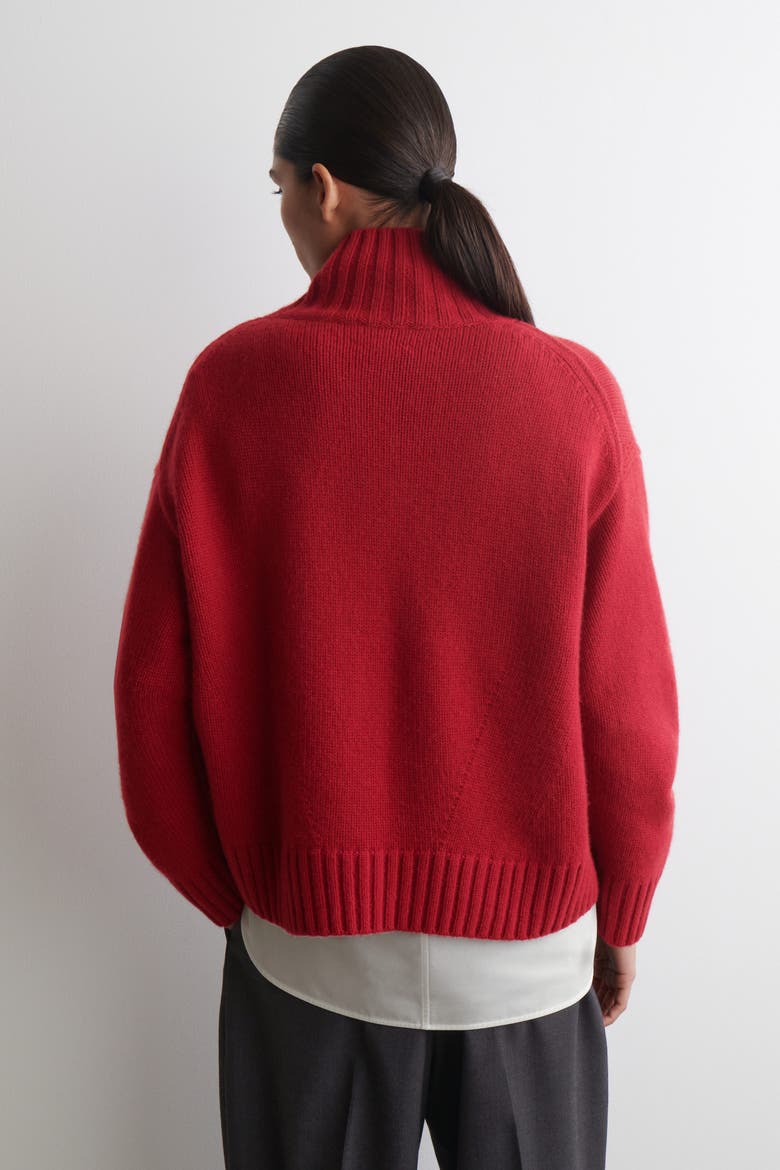 Cashmere Funnel-neck Sweater, Alternate, color, RED